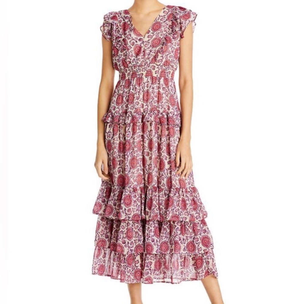 AQUA Ruffle Midi Dress